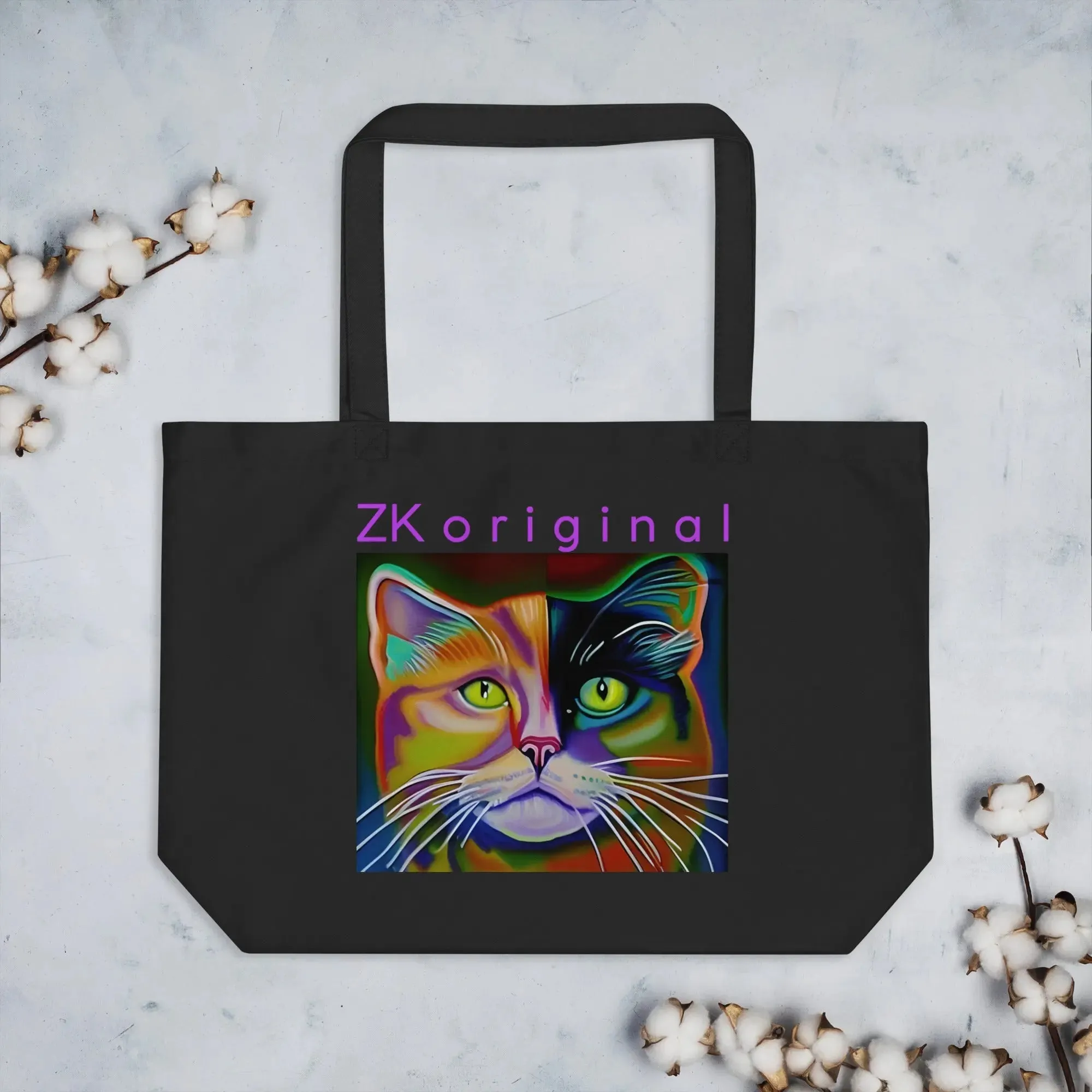 "Cat Lovers" Collection - Large Organic Tote Bag