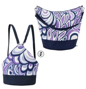 Swirled Paisley in Purple | Navy Nylon | Convertible Backpack Purse