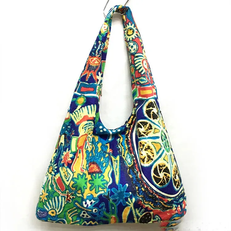 UAKISS  -  Vintage Bohemian Bag Shoulder Shopping Bags Pure Handmade Women Cotton Canvas Travel Bags Women's Handbags Purses