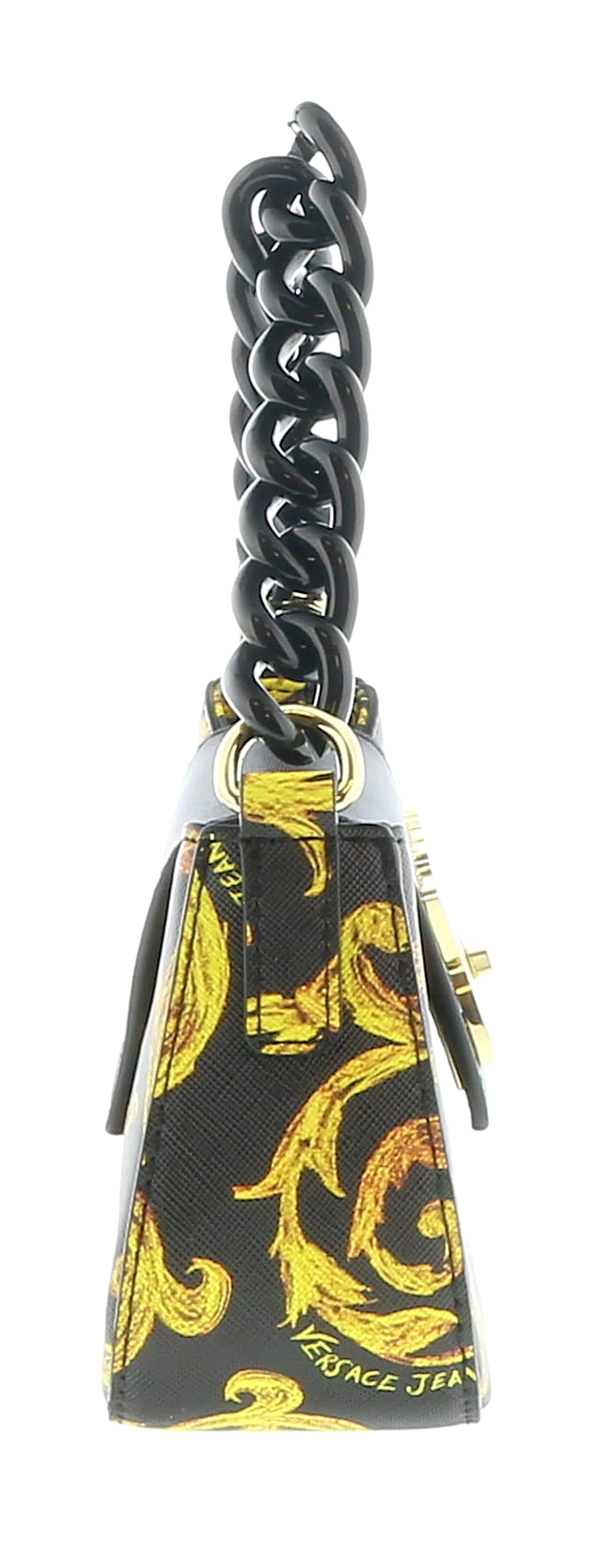 Versace Jeans Couture Black Gold Structured Baroque Small Crossbody Shoulder Bag