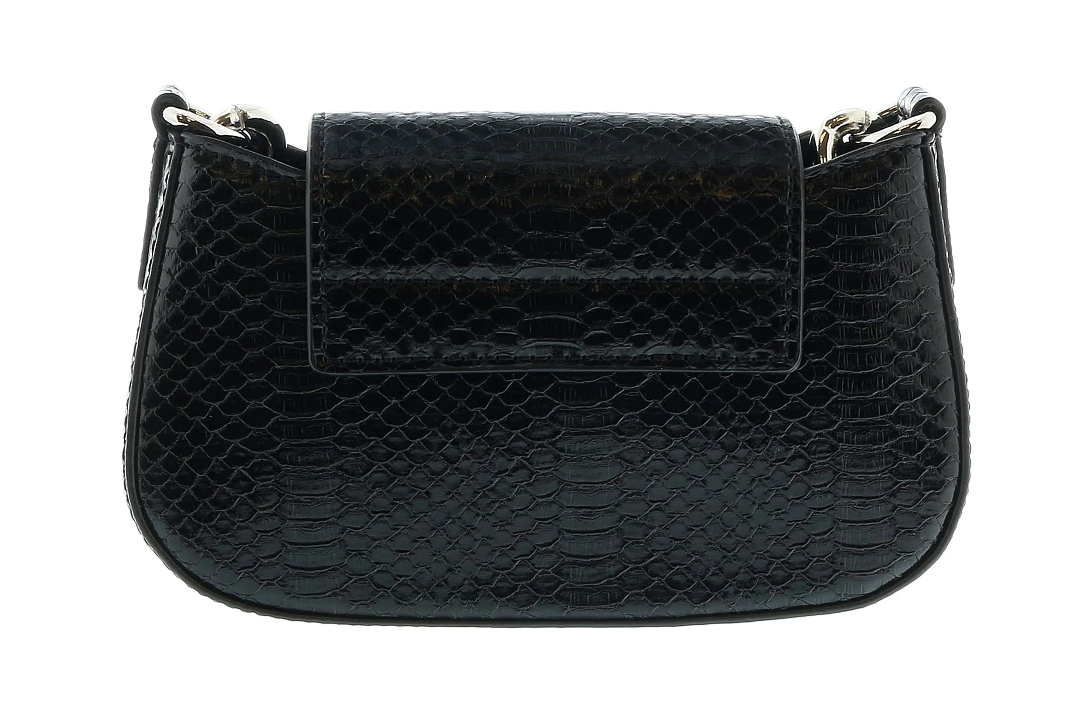 Versace Jeans Couture Black Structured Snake Skin Embossed Hobo Medium Crossbody bag