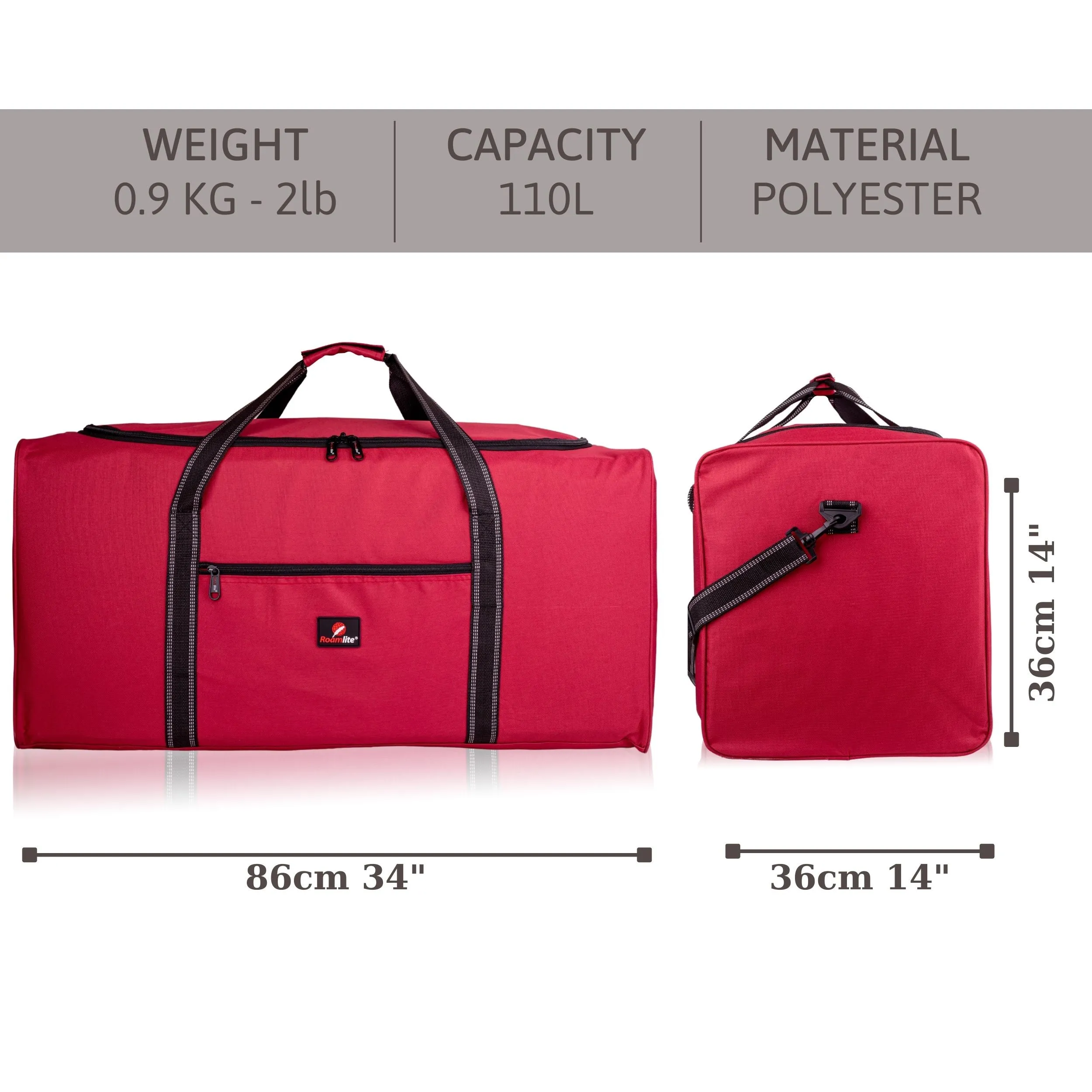 XXL Extra Large Travel Holdall, 34" 110L Cargo Bag, Storage Laundry Duffle R34
